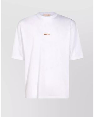 Marni Cotton Logo Embroidered Short Sleeve T-Shirt - White