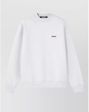 Jacquemus Cotton Crewneck Logo-Patch Sweatshirt - White