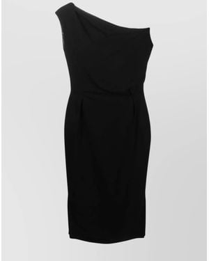 Alexandre Vauthier Draped One-Shoulder Short-Sleeve Midi Dress - Black