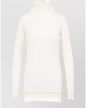 Carven Turtle Neck Underpinning Stretch Knit Pullover - White