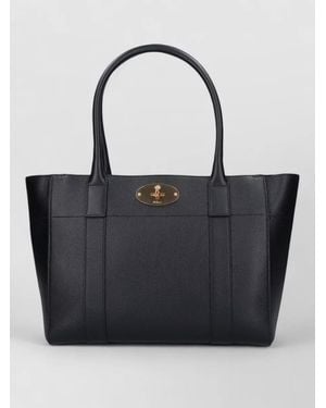 Mulberry Tote Bag Structured Silhouette Textured Finish - Black