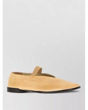 Lemaire Leather Glove Ballerinas Pointed Toe Strap - Natural