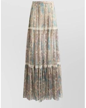 Etro Long Tiered Skirt Sheer Fabric Lace - White