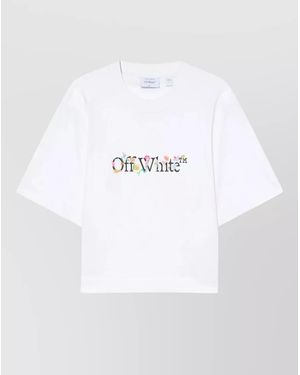 Off-White c/o Virgil Abloh Printed Cotton Cropped T-Shirt - White
