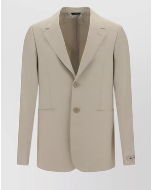 Fendi Virgin Wool Single-Breasted Blazer - Natural