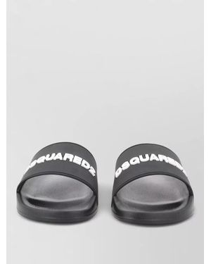 DSquared² Logo Slide Sandal Open Toe Flat Sole - Grey