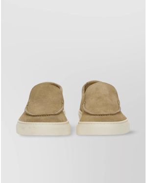 Woolrich Slip On Suede Loafer With Rubber Sole - Natural