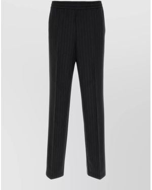 Versace Wool Straight-Leg Tailored Trousers - Black