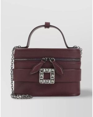 Roger Vivier Leather Vanity Micro Clutch Bag - Purple
