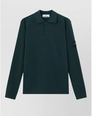 Stone Island Wool Polo Sweater - Green