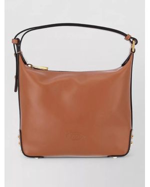 Tod's Shoulder Bag Studded Top Handle Structured Shape - Brown