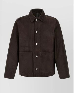 Giorgio Brato Fiore Suede Collared Jacket Front Pockets - Black