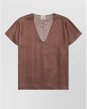 Alysi Foundation Top Geometric Regular Fit V Neck - Brown