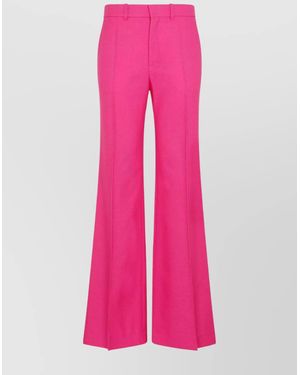Chloé Wool Silk Cashmere Flared Trousers - Pink