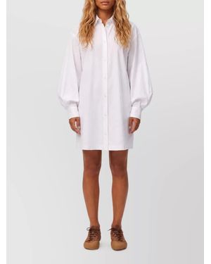 Loewe Cotton Batwing Mini Shirt Dress - White