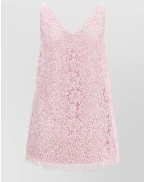 Self-Portrait Sequin Floral Lace Mini Dress - Pink
