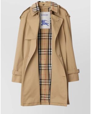 Burberry Cotton Double-Breasted Belted Trench Coat - Natural