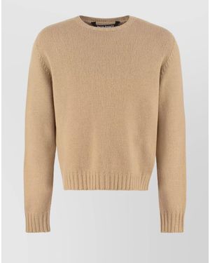 Palm Angels Ribbed Wool Jumper - Natural