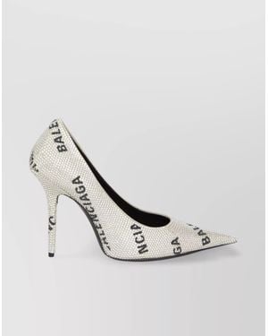 Balenciaga Pointed Square Knife Heel Pumps - White