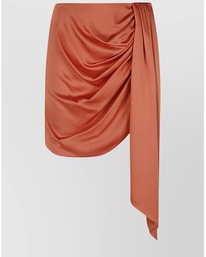 Jonathan Simkhai Draped Satin Mini Skirt With Asymmetric Design - Orange