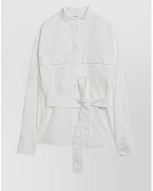 Ferragamo Cotton-Blend Belted Shirt - White