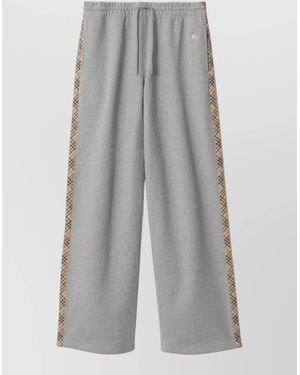 Burberry Cotton Joggers Elastic Waistband Side Stripes - Grey
