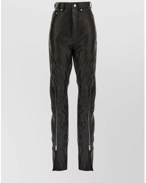 Rick Owens Leather High-Rise Pants - Black