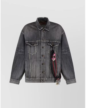 Balenciaga Oversized Denim Jacket Vintage Charms - Gray