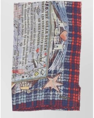 Faliero Sarti Carta Celeste Patterned Stole Fringed Edges - Multicolour
