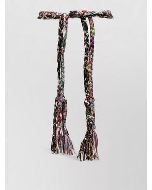 Pierre Louis Mascia Silk Belt Braided Double Strap Tassels - White