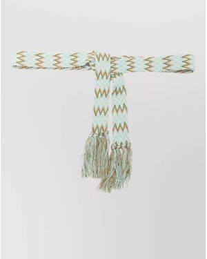 Pierre Louis Mascia Silk Belt Scarf Chevron Pattern Fringe - Multicolour