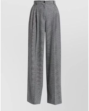 Dolce & Gabbana High Waisted Check Tailored Trousers Belt Loops - Grey