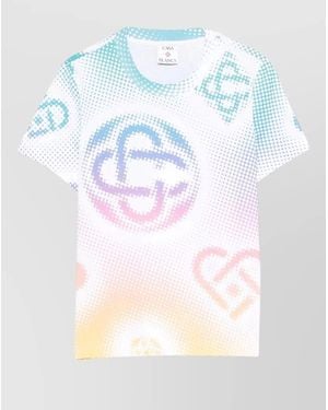 CASABLANCA Fitted T Shirt Graphic Print - Blue
