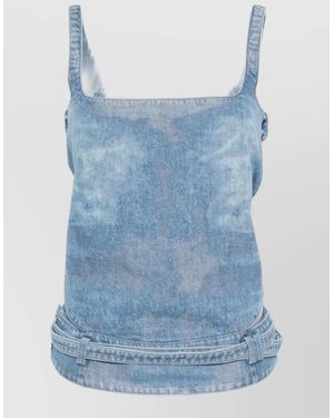 DIESEL Denim Square-Neck Open-Back Tank Top - Blue