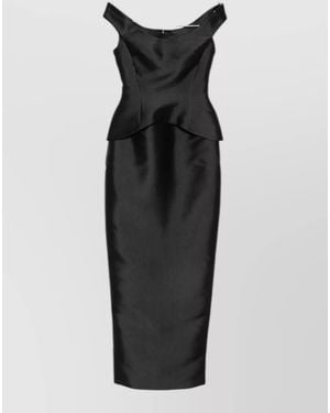 Solace London Pieta Off Shoulder Peplum Maxi Dress - Black