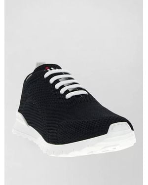 Kiton Trainers Contrast Heel Tab Knit Upper - Blue