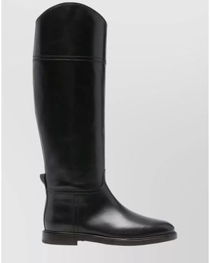 Brunello Cucinelli Leather Knee-High Riding Boots - Black