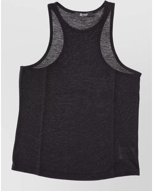 LA ROSE Jersey Cotton Cropped Tank Racerback Sheer - Black
