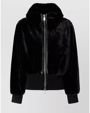 Pinko High Collar Long Sleeve Ribbed Cuff Jacket - Black