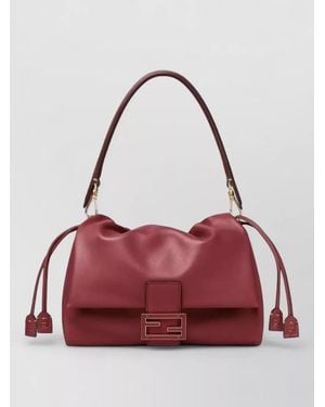Fendi Medium Nappa Leather Shoulder Bag - Red