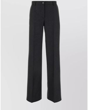 Dolce & Gabbana Virgin Wool Wide-Leg Trousers - Blue