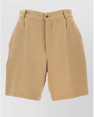 Fortela Pleated Knee-Length Bermuda Shorts - Natural