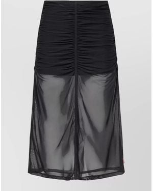 DIESEL Sheer Skirt Ruched Detailing Elastic Waistband - Black
