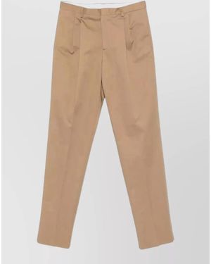 Lardini Pleated Trousers Regular Fit Belt Loops - Natural