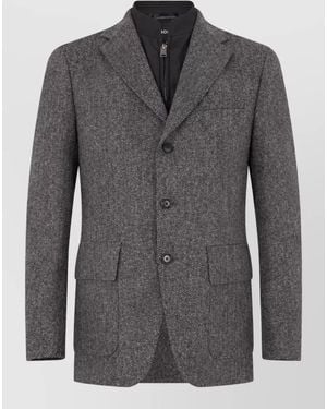 BOSS Virgin Wool Single-Breasted Coat - Gray