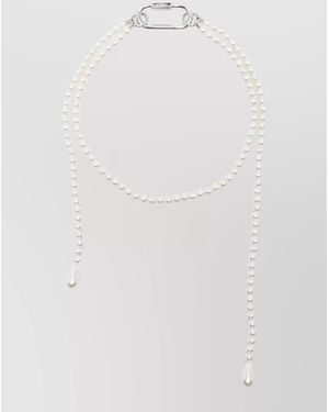 Simone Rocha Fragment Pearl Carabiner Chain Necklace - White