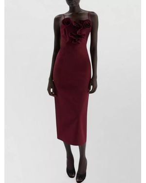 Magda Butrym Beach Dress Midi Bodycon Floral Ruffled - Red