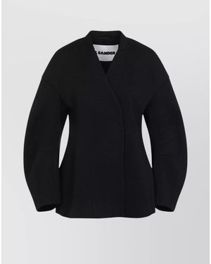 Jil Sander Virgin Wool Wrap Fitted Jacket - Blue