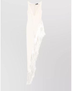 David Koma Asymmetric Evening Dress With Tulle Insert in