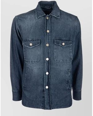 Tintoria Mattei 954 Jackets And Vests Long Sleeves Chest Pockets - Blue